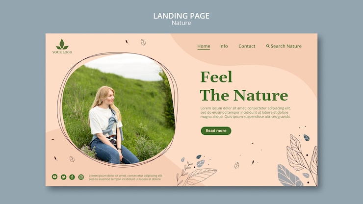 PSD Gratis feel the nature landing page template