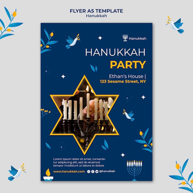 Feestelijke hanukkah verticale afdruksjabloon