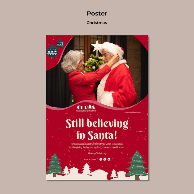 Gratis PSD feestelijke kerst verticale afdruksjabloon