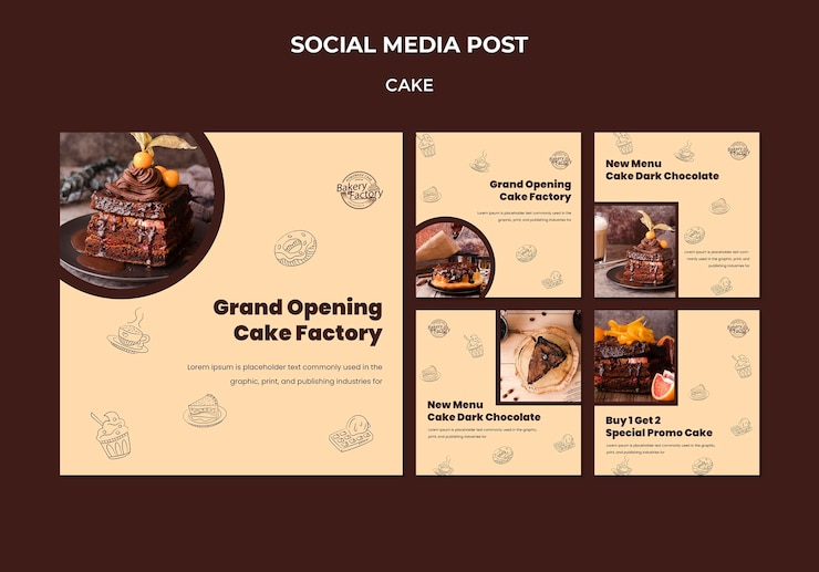 Gratis PSD feestelijke opening cake factory social media post