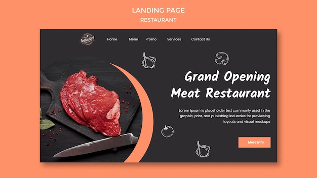 Feestelijke opening landingspagina vleesrestaurant