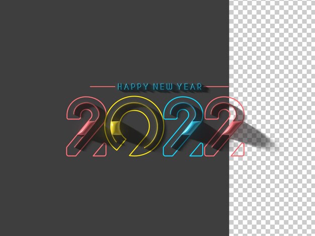 Felice Anno Nuovo 2022 3D Render File Psd Trasparente