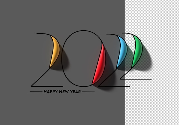 Felice Anno Nuovo 2022 3D Render File Psd Trasparente