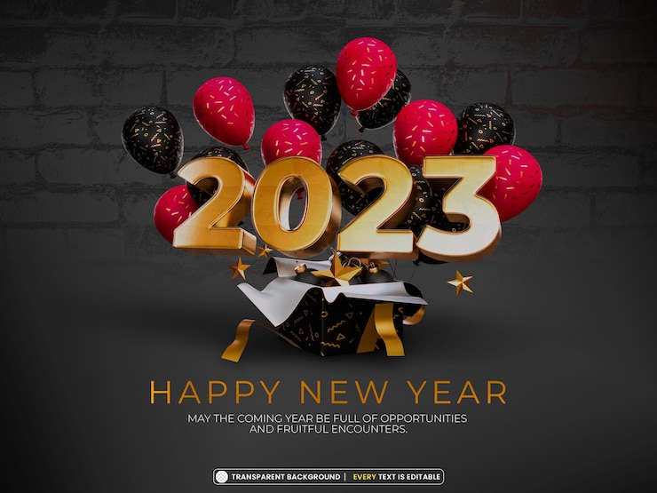 PSD gratuito felice anno nuovo 2023 effetto testo oro 3d rendering isolato