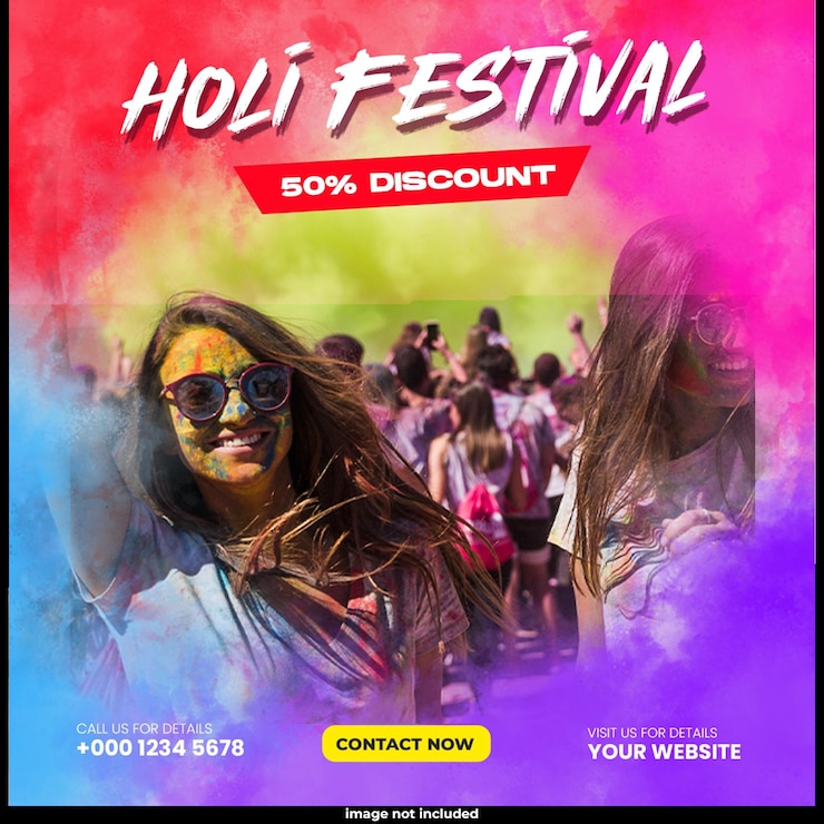PSD gratuito felice festa di holi sui social media