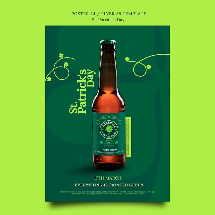 PSD gratuito felice st. modello di poster per il giorno di san patrizio