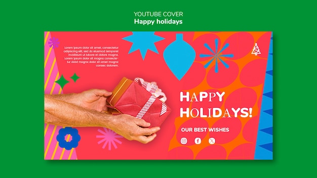 PSD gratuito felices fiestas portada de youtube