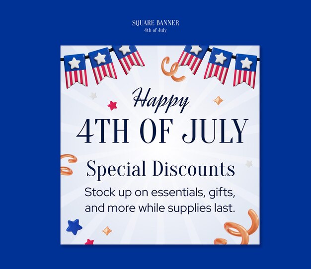 Feliz 4 de julio con descuentos especiales.