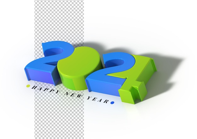 PSD gratuito feliz año nuevo 2024 letras tipográficas transparentes psd