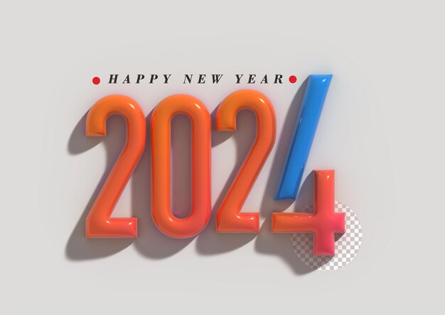 Feliz año nuevo 2024 Letras tipográficas transparentes Psd