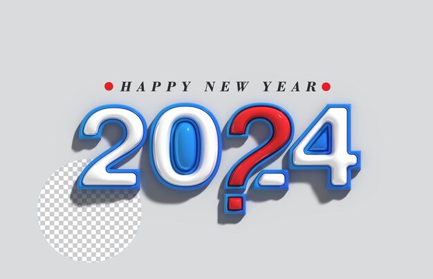 Feliz año nuevo 2024 Letras tipográficas transparentes Psd