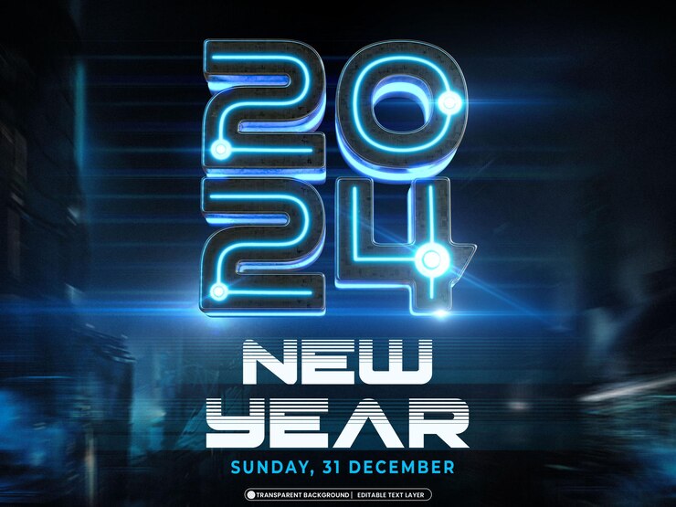 PSD gratuito feliz año nuevo 2024 plantilla de diseño de banner 3d