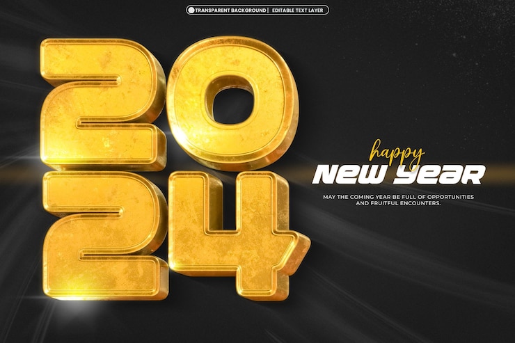 PSD gratuito feliz año nuevo 2024 plantilla de diseño de banner 3d