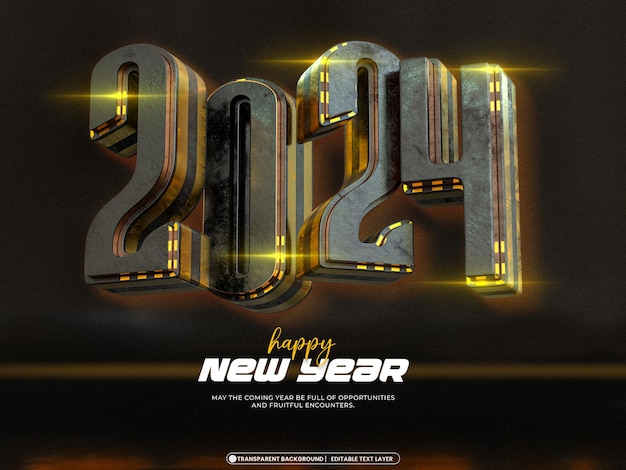 PSD gratuito feliz año nuevo 2024 plantilla de diseño de banner 3d