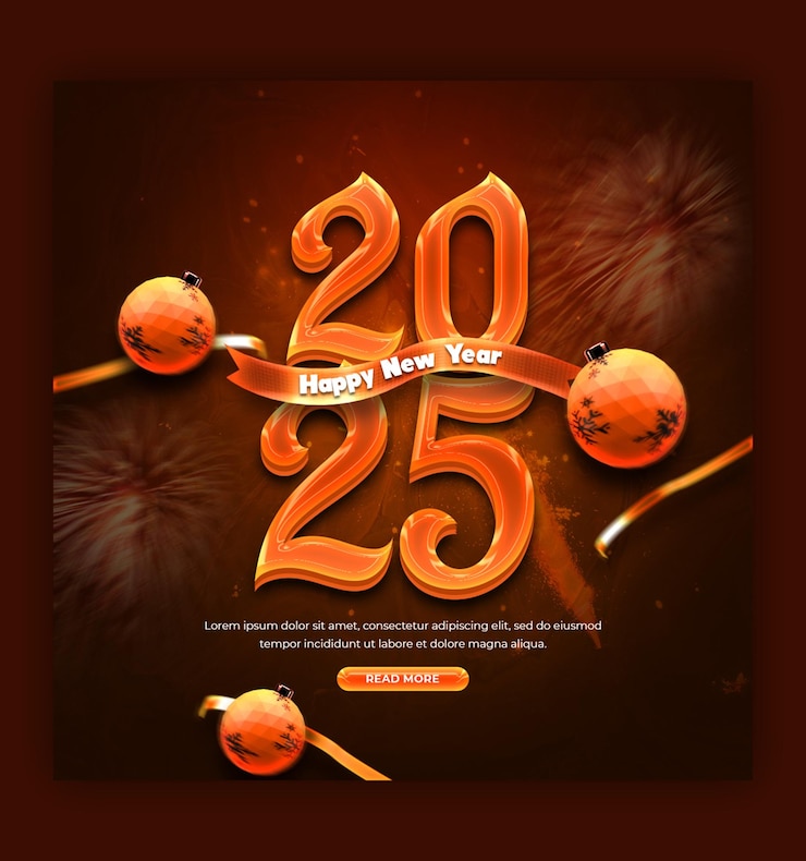 PSD gratuito feliz año nuevo 2025 celebración de banner de redes sociales o plantilla de post de instagram