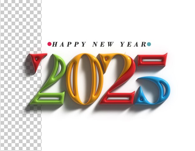 Feliz año nuevo 2025 Diseño de tipografía de texto PSD transparente