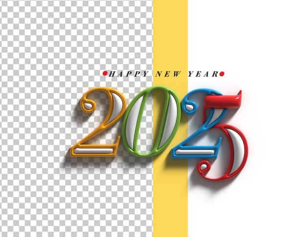 Feliz año nuevo 2025 Diseño de tipografía de texto PSD transparente