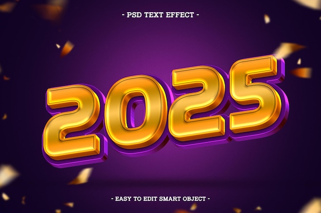 Feliz año nuevo 2025 Efecto de texto