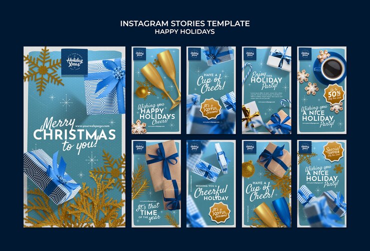 PSD gratuito feliz celebración de las fiestas en las historias de instagram