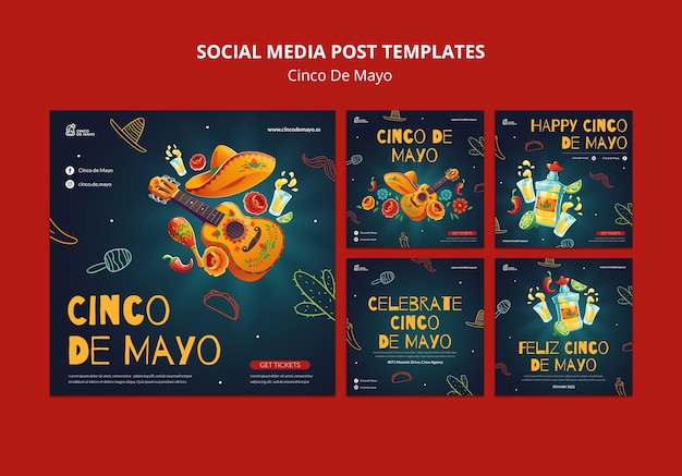 Feliz cinco de mayo publicaciones en redes sociales