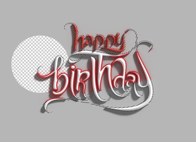 Feliz Cumpleaños 3d Line Art Diseño De Fuente Psd Transparente