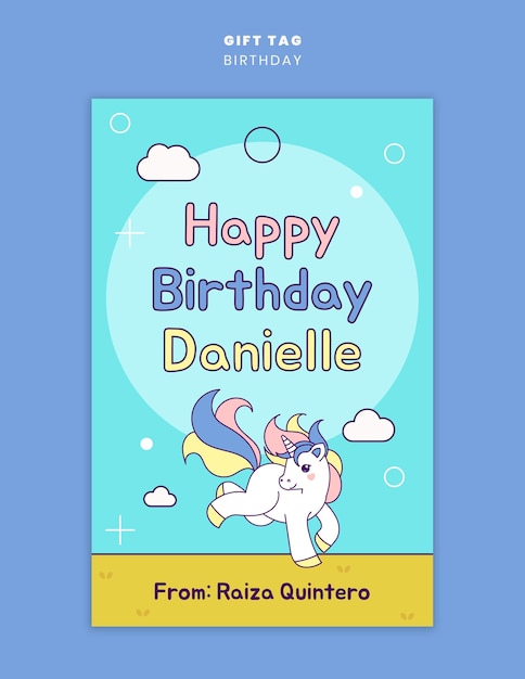 Feliz cumpleaños y celebración de la plantilla de la etiqueta de regalo
