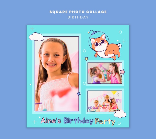 Feliz cumpleaños, collage de fotos para celebrar el cumpleaños.