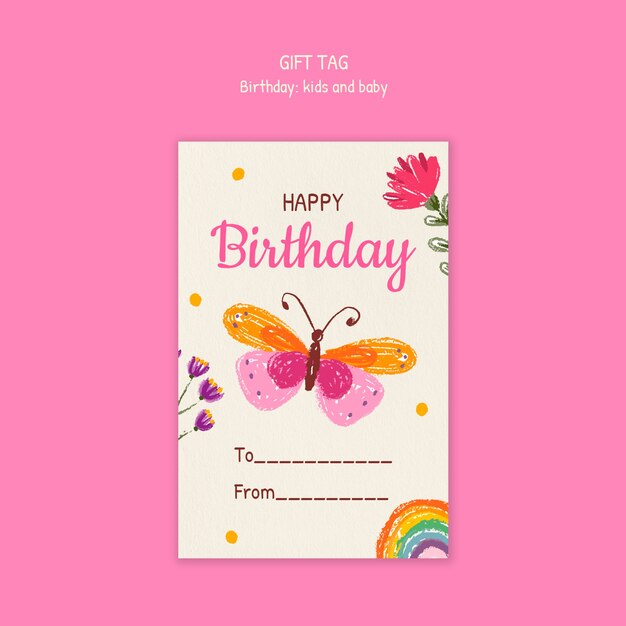 Feliz cumpleaños etiqueta de regalo para niños y bebé