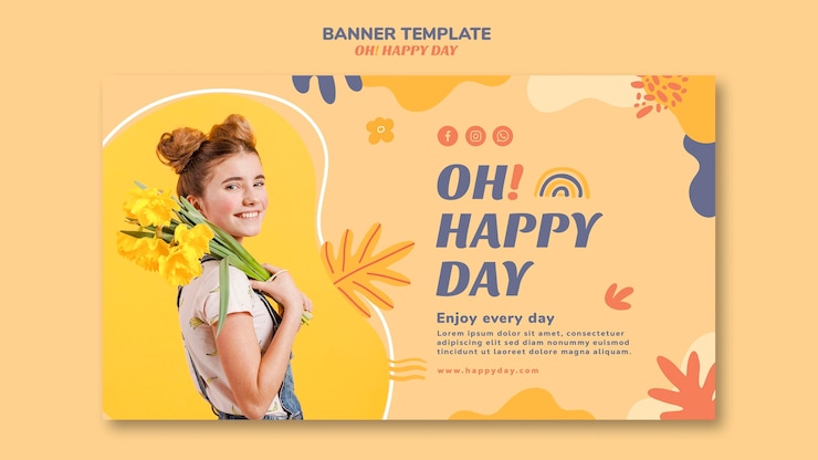 PSD gratuito feliz día concepto banner plantilla estilo