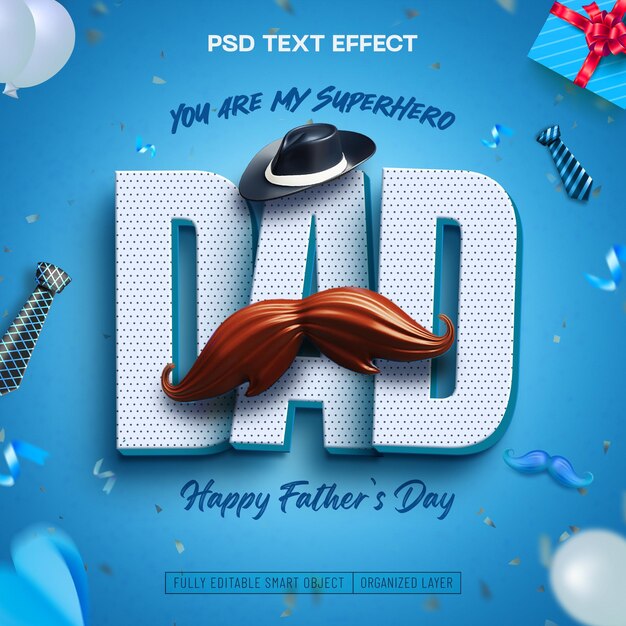 Feliz día del padre en las redes sociales con efecto de texto editable