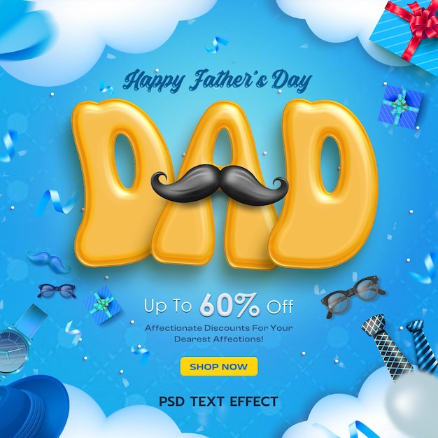 PSD gratuito feliz día del padre venta promocional plantilla de diseño de publicaciones en redes sociales