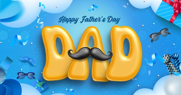 PSD gratuito feliz día del padre venta de publicidad de las redes sociales banner plantilla con efecto de texto editable