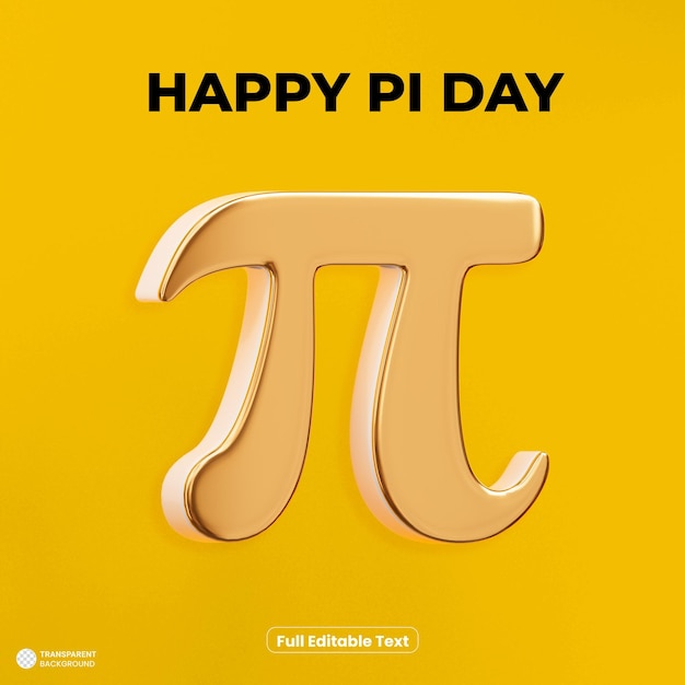 Feliz día pi con pi símbolo 3d render ilustración