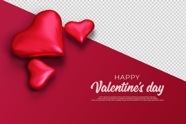 PSD gratuito feliz dia de san valentin con renderizado 3d transparente