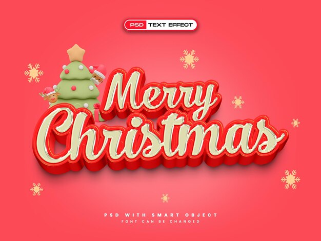 Feliz Navidad 3D Efecto de texto realista