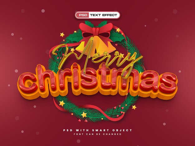 Feliz Navidad 3D Efecto de texto realista