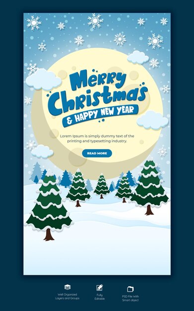 Feliz Navidad y feliz año nuevo Plantilla de historia de Instagram y Facebook