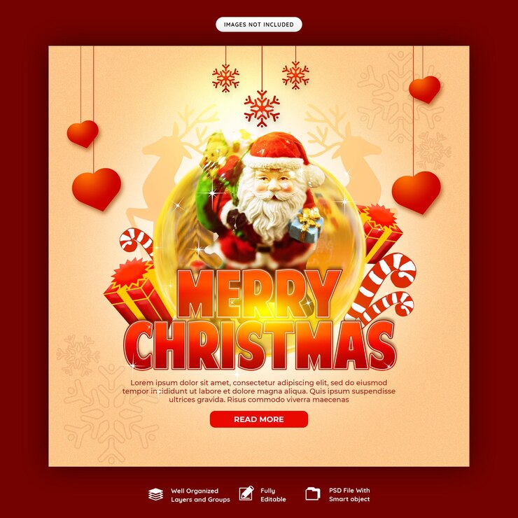 PSD gratuito feliz navidad y próspero año nuevo para la plantilla de publicación de redes sociales