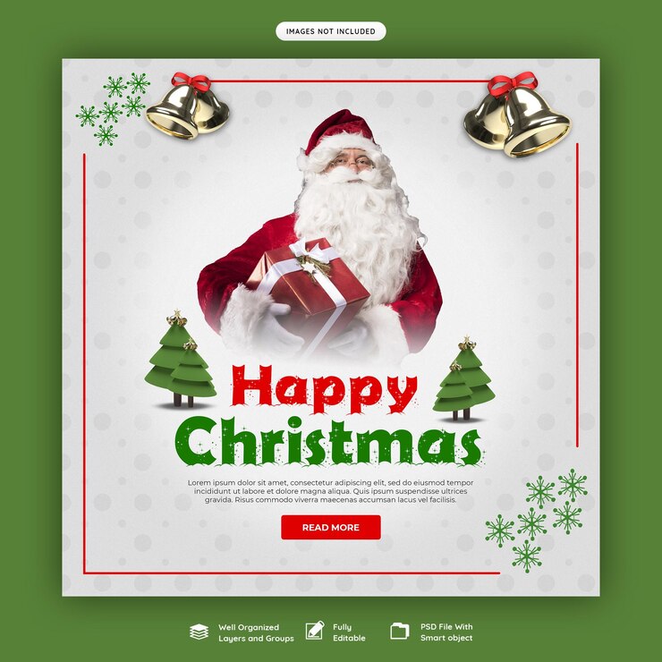 PSD gratuito feliz navidad y próspero año nuevo para la plantilla de publicación de redes sociales