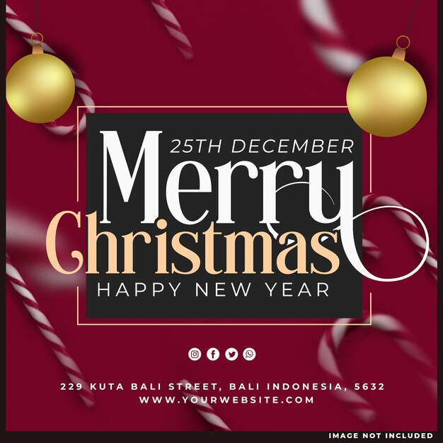Feliz Navidad y próspero año nuevo para la plantilla de publicación de redes sociales