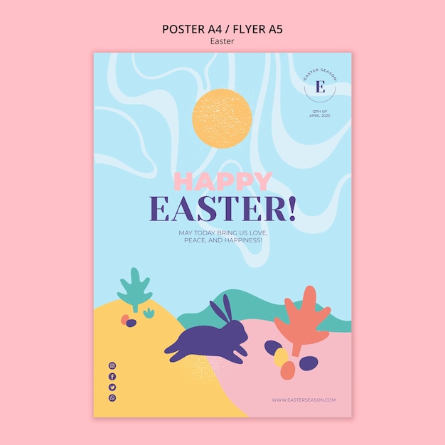 PSD gratuito feliz plantilla de cartel del día de pascua