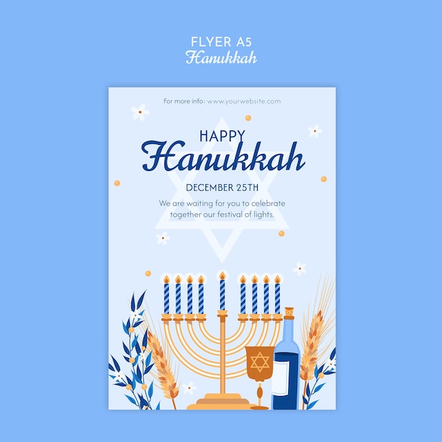 Feliz plantilla para la celebración de Hanukkah
