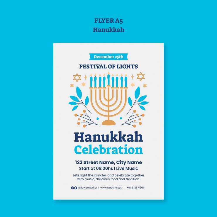 PSD gratuito feliz plantilla para la celebración de hanukkah