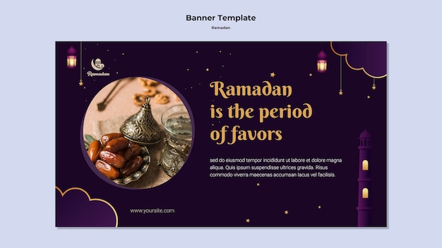 PSD gratuito feliz ramadán banner horizontal