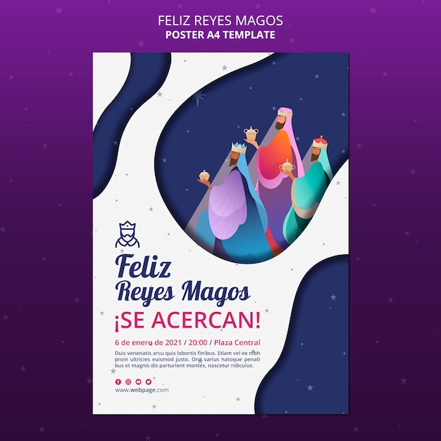 Feliz reyes magos advertentie sjabloon poster