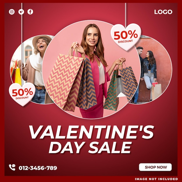 PSD gratuito feliz venta de san valentín en las redes sociales