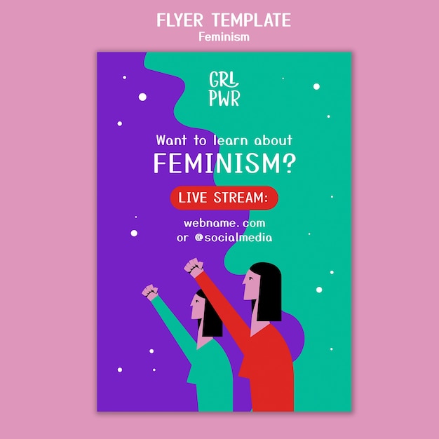 Gratis PSD feminisme folder sjabloon