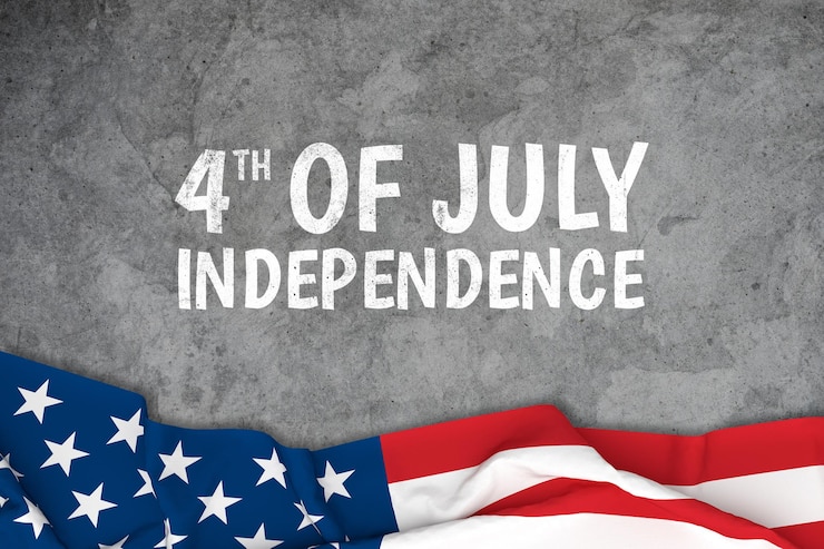 PSD gratuito festa dell'indipendenza con sfondo bandiera americana