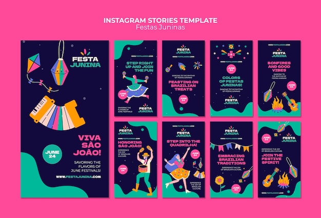 PSD gratuito festa junina celebración historias de instagram