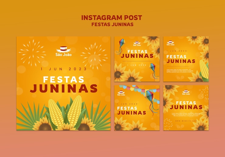 PSD gratuito festa junina celebración publicaciones de instagram